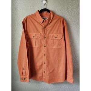 Duluth Trading Co Untucked Relaxed Fit Orange Button Down Shirt Mens Medium